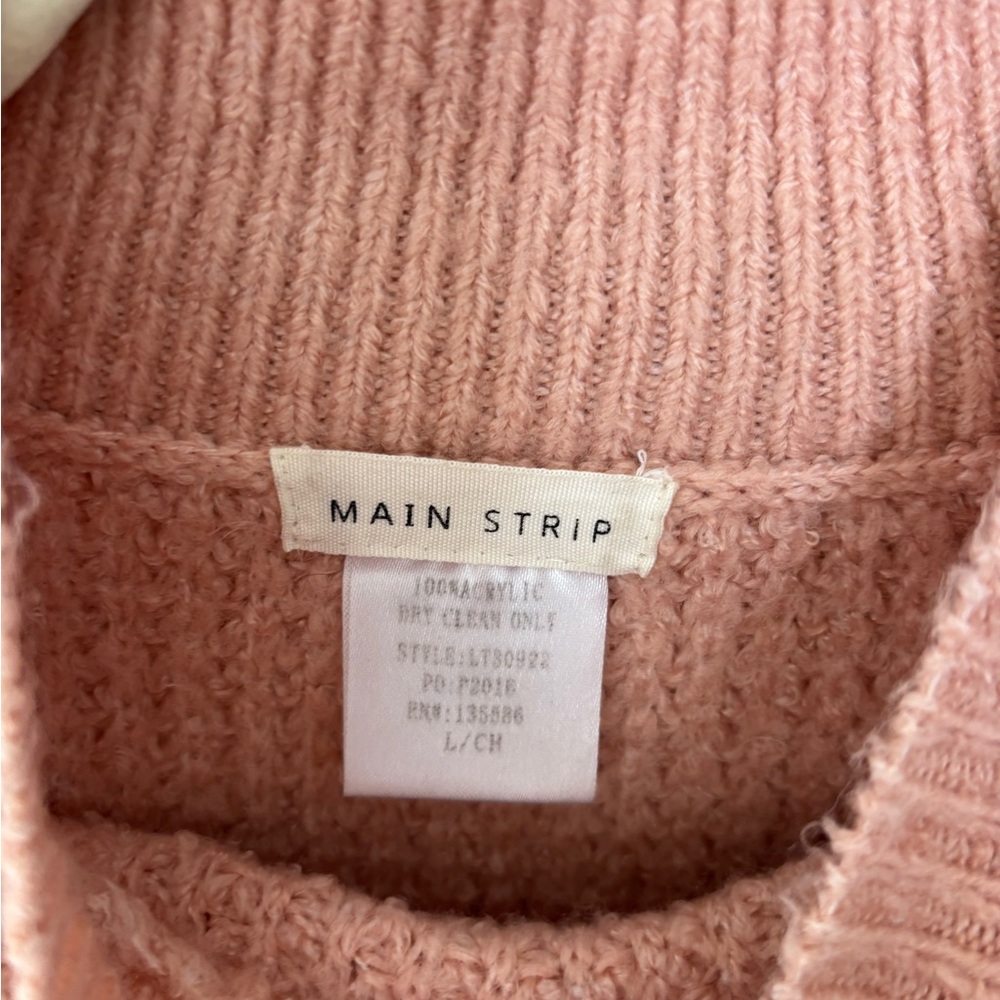Main Strip Soft Pink Knit Turtleneck Sweater - Picture 2 of 3